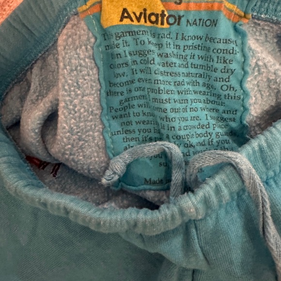 Teal Aviator Nation Sweatpants with Neon Stripes - Picture 2 of 6